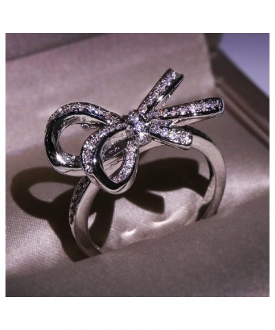 Butterfly Sparkly CZ Rhinestone Cubic Zirconia Cocktail Ring Bow-Knot Knuckle Ring Wedding Promise Jewelry Ring for Women and...