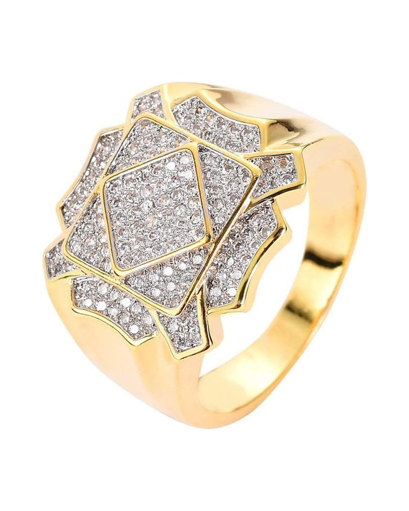 14K Hiphop Ring Gold Plated Iced Out Diamond CZ Eternity Wedding Engagement Band Ring for Men Women GOLD 10.0 Inches $10.70 R...