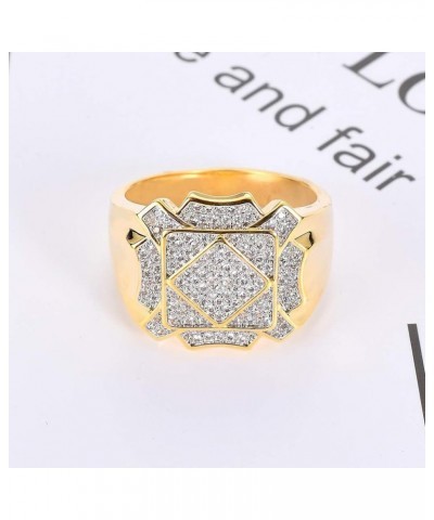 14K Hiphop Ring Gold Plated Iced Out Diamond CZ Eternity Wedding Engagement Band Ring for Men Women GOLD 10.0 Inches $10.70 R...