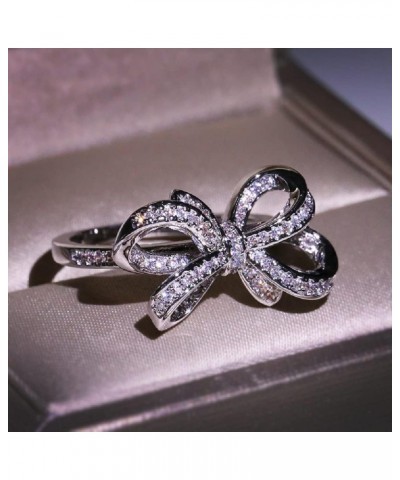 Butterfly Sparkly CZ Rhinestone Cubic Zirconia Cocktail Ring Bow-Knot Knuckle Ring Wedding Promise Jewelry Ring for Women and...