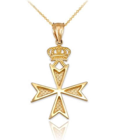 14K Yellow Gold Maltese Cross Crown Charm Necklace $82.55 Necklaces