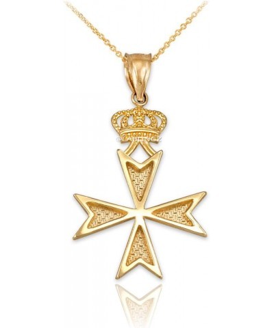 14K Yellow Gold Maltese Cross Crown Charm Necklace $82.55 Necklaces