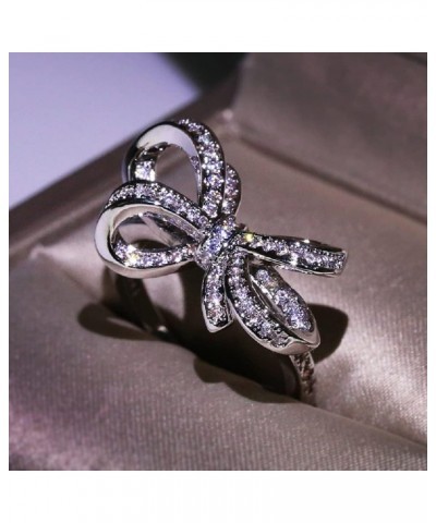 Butterfly Sparkly CZ Rhinestone Cubic Zirconia Cocktail Ring Bow-Knot Knuckle Ring Wedding Promise Jewelry Ring for Women and...