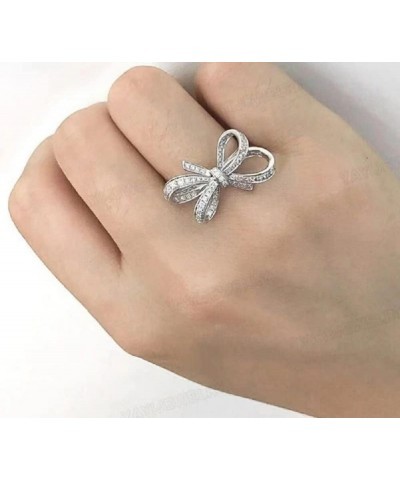 Butterfly Sparkly CZ Rhinestone Cubic Zirconia Cocktail Ring Bow-Knot Knuckle Ring Wedding Promise Jewelry Ring for Women and...