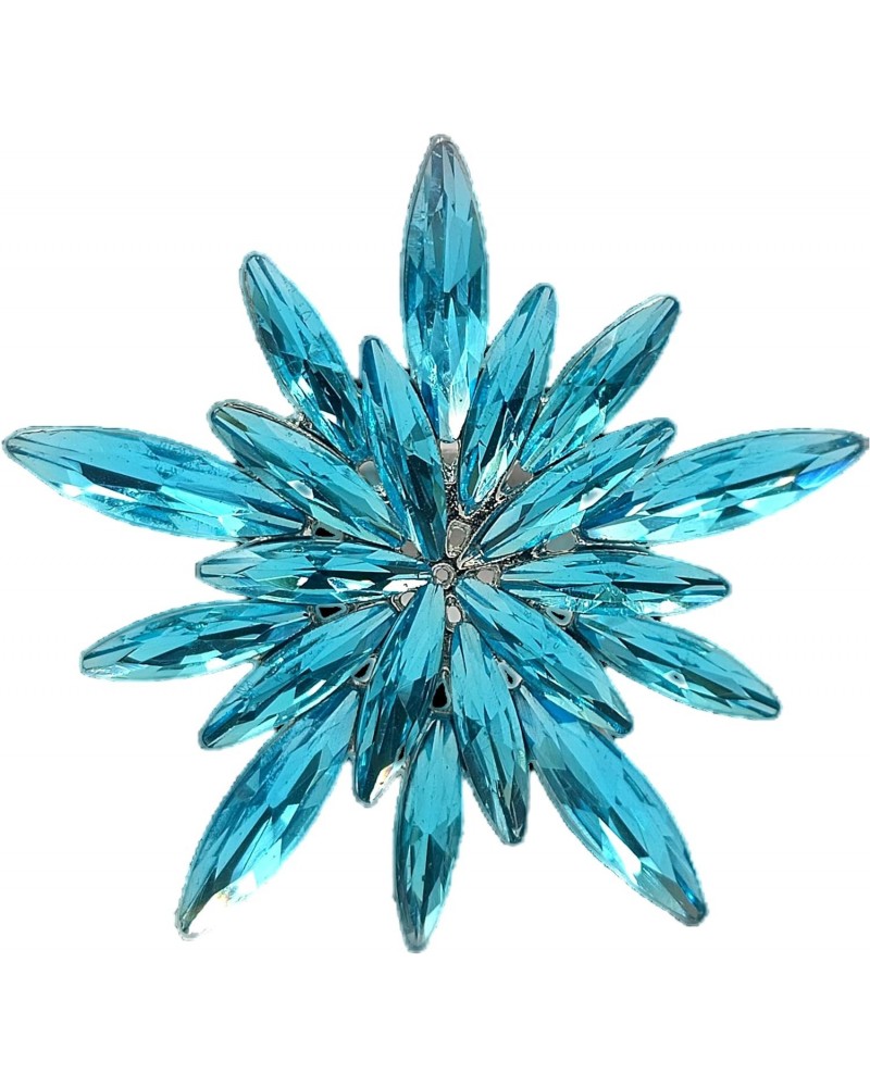 Gorgeous Statement Burst Shaped Ice Blue Crystal Snowflake Brooch Pin Starburst Jewelry $8.47 Brooches & Pins