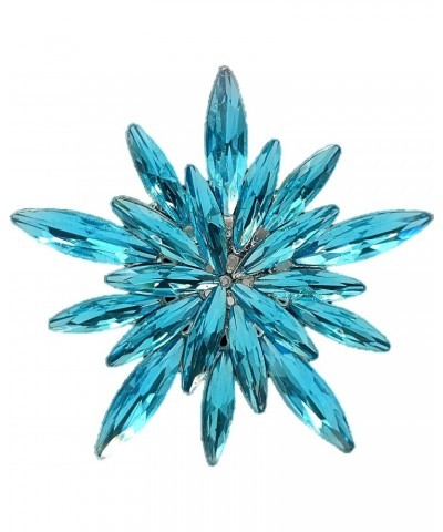 Gorgeous Statement Burst Shaped Ice Blue Crystal Snowflake Brooch Pin Starburst Jewelry $8.47 Brooches & Pins