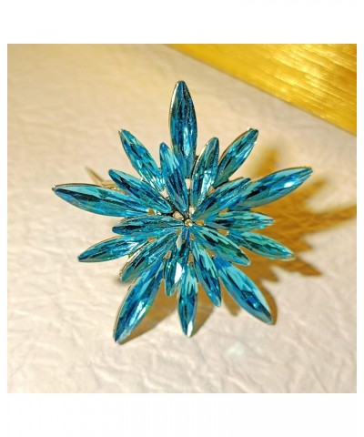 Gorgeous Statement Burst Shaped Ice Blue Crystal Snowflake Brooch Pin Starburst Jewelry $8.47 Brooches & Pins