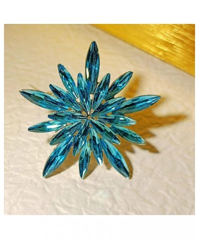 Gorgeous Statement Burst Shaped Ice Blue Crystal Snowflake Brooch Pin Starburst Jewelry $8.47 Brooches & Pins