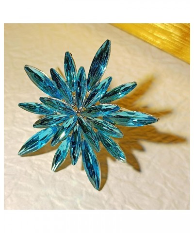 Gorgeous Statement Burst Shaped Ice Blue Crystal Snowflake Brooch Pin Starburst Jewelry $8.47 Brooches & Pins