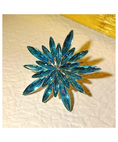 Gorgeous Statement Burst Shaped Ice Blue Crystal Snowflake Brooch Pin Starburst Jewelry $8.47 Brooches & Pins