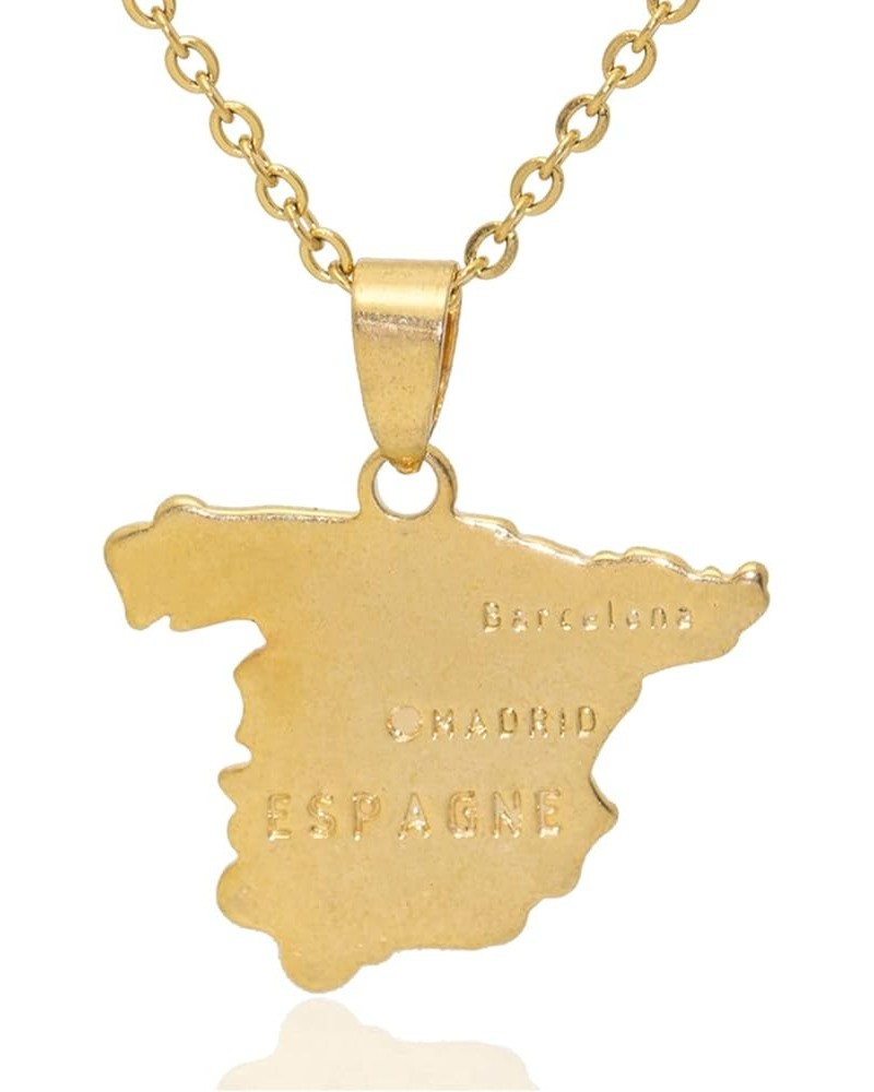 Hip Hop Plated 18K Gold Spain Map Pendant Necklace Plated Gold Spain Map $7.14 Necklaces