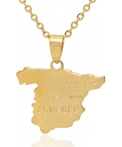 Hip Hop Plated 18K Gold Spain Map Pendant Necklace Plated Gold Spain Map $7.14 Necklaces