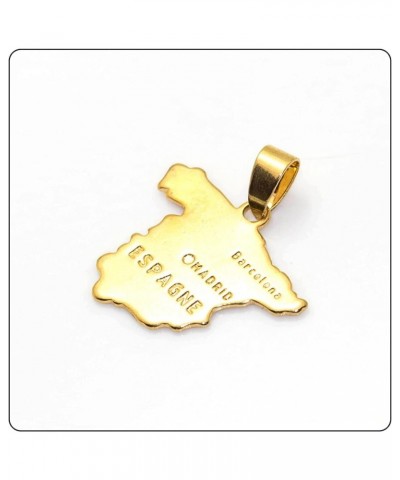 Hip Hop Plated 18K Gold Spain Map Pendant Necklace Plated Gold Spain Map $7.14 Necklaces