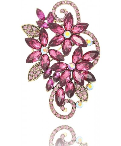 Flower Brooch Rhinestone Large Pins for Women Big Crystal Brooches Jewelry Wedding Gift Purple $8.54 Brooches & Pins