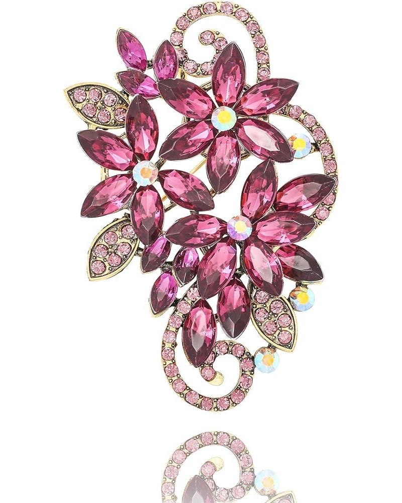 Flower Brooch Rhinestone Large Pins for Women Big Crystal Brooches Jewelry Wedding Gift Purple $8.54 Brooches & Pins