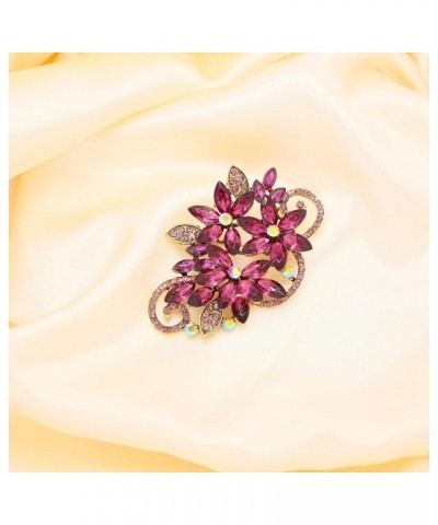 Flower Brooch Rhinestone Large Pins for Women Big Crystal Brooches Jewelry Wedding Gift Purple $8.54 Brooches & Pins