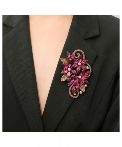 Flower Brooch Rhinestone Large Pins for Women Big Crystal Brooches Jewelry Wedding Gift Purple $8.54 Brooches & Pins