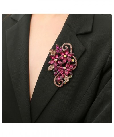 Flower Brooch Rhinestone Large Pins for Women Big Crystal Brooches Jewelry Wedding Gift Purple $8.54 Brooches & Pins