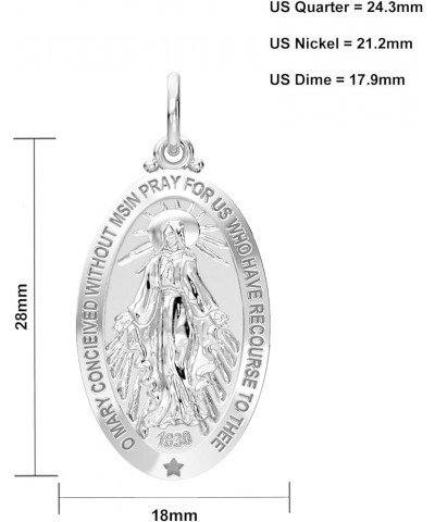 Ladies Polished 925 Sterling Silver 28mm Large Virgin Mary Pendant Necklace, 18in to 24in 20in, 2.9mm Marine Cable Chain $30....