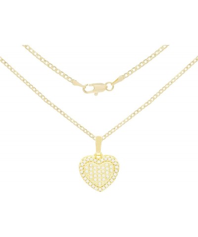 BEBERLINI Heart Cubic Zirconia Pendant 14K Gold Filled Box Rope Curb Chain Necklace Set CZ Charm Lobster Clasp Fashion Jewelr...