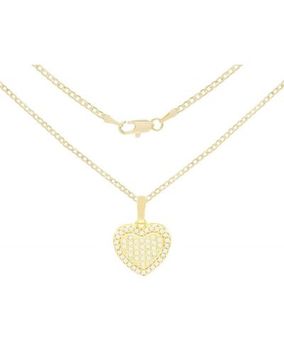 BEBERLINI Heart Cubic Zirconia Pendant 14K Gold Filled Box Rope Curb Chain Necklace Set CZ Charm Lobster Clasp Fashion Jewelr...