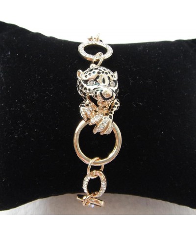 18k White Gold Plated White Eyes White Crystal Leopard Head Claw Az3010 Bracelet Bangle 7"+1 Gold+White $10.25 Bracelets