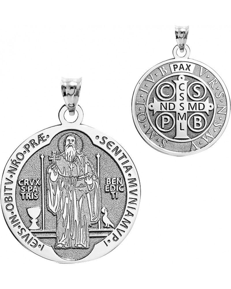 Saint Benedict Religious Medal - in Sterling Silver, 10K, or 14K Gold 3/4 x 3/4 Inch Medal Only Solid 10k White Gold $66.81 P...