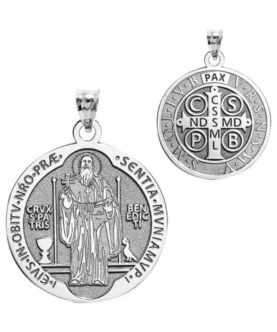 Saint Benedict Religious Medal - in Sterling Silver, 10K, or 14K Gold 3/4 x 3/4 Inch Medal Only Solid 10k White Gold $66.81 P...