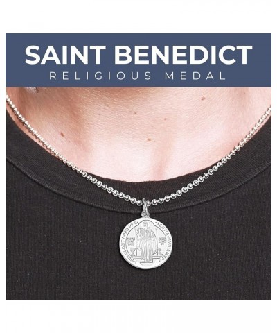 Saint Benedict Religious Medal - in Sterling Silver, 10K, or 14K Gold 3/4 x 3/4 Inch Medal Only Solid 10k White Gold $66.81 P...