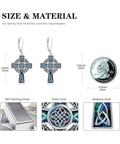 Celtic Knot Cross Earrings 925 Sterling Silver Abalone/Malachite Celtic Knot Cross Drop Earrings Celtic Knot Irish Religious ...