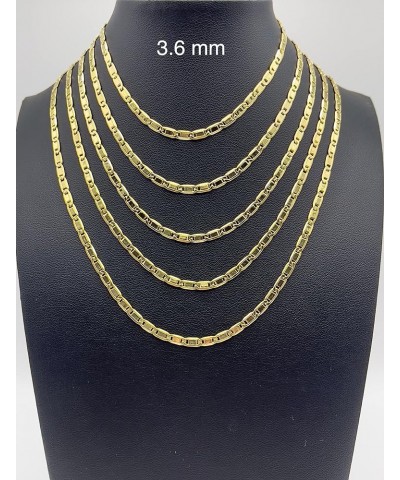 14K Gold Necklaces For Women Trendy 2.3mm 2.8mm 3.6mm 4.4mm 5.2mm Yellow Real Gold Valentino Mirror Chain Polished Links Men'...