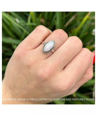 Oval Shape Oxidized Beaded Fashion Statement Thumb Ring 925 Sterling Silver Created Blue Opal White Tone Sterling Silver $12....