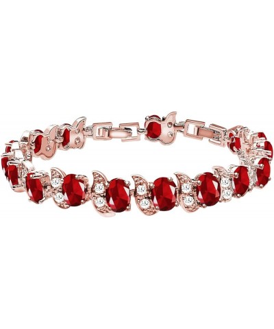 Fashion Tennis Bracelet Created Emerald White Gold Plated Charm Bracelet Gifts Jewelry for Women Rose Gold-Ruby Red $10.99 Br...