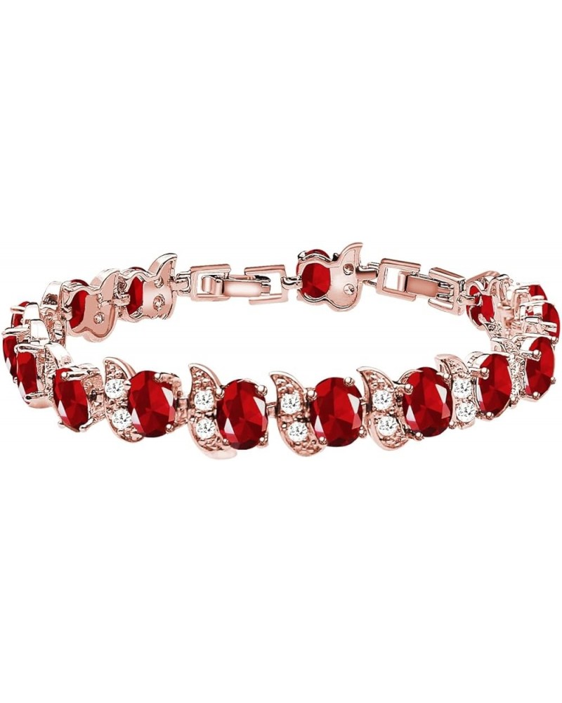 Fashion Tennis Bracelet Created Emerald White Gold Plated Charm Bracelet Gifts Jewelry for Women Rose Gold-Ruby Red $10.99 Br...