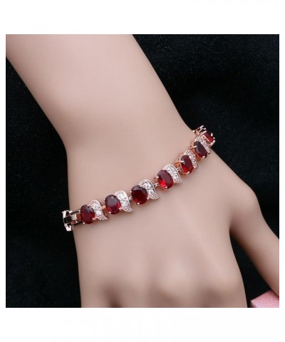 Fashion Tennis Bracelet Created Emerald White Gold Plated Charm Bracelet Gifts Jewelry for Women Rose Gold-Ruby Red $10.99 Br...