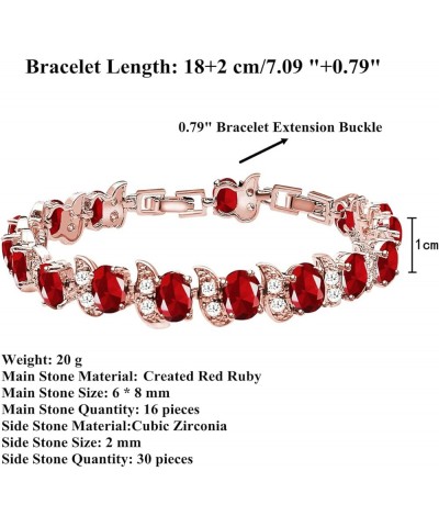 Fashion Tennis Bracelet Created Emerald White Gold Plated Charm Bracelet Gifts Jewelry for Women Rose Gold-Ruby Red $10.99 Br...