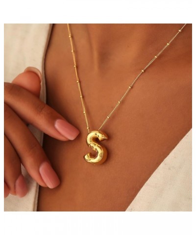 Bubble Letter Necklace Balloon Initial Necklaces 18K Gold Plated Necklace Dainty for Women Girls Name Personalized Gift Initi...