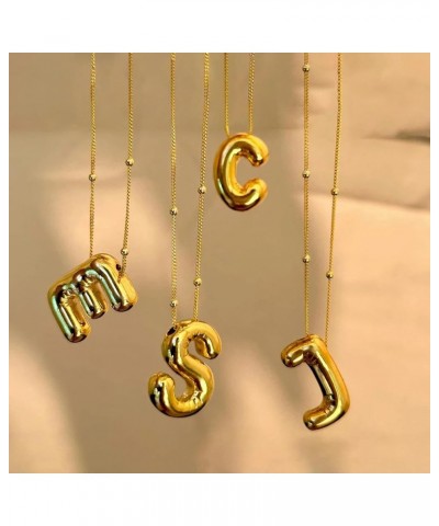 Bubble Letter Necklace Balloon Initial Necklaces 18K Gold Plated Necklace Dainty for Women Girls Name Personalized Gift Initi...