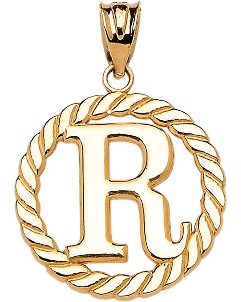 Polished 10k Yellow Gold Personalized Initial "A-Z" Roped Circle Charm Pendant R $74.79 Necklaces