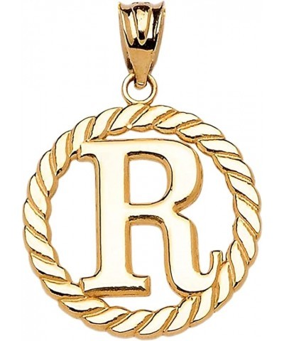 Polished 10k Yellow Gold Personalized Initial "A-Z" Roped Circle Charm Pendant R $74.79 Necklaces