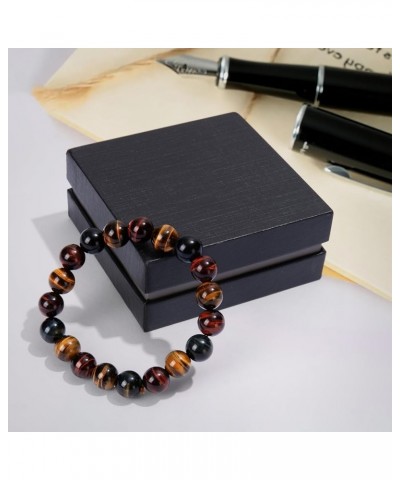 10mm/12mm Natural Gemstone Tiger Eye Stone Bracelet Healing Stretch Yoga Beaded Bracelet Suitable Gift for Men Women 6A Tiger...