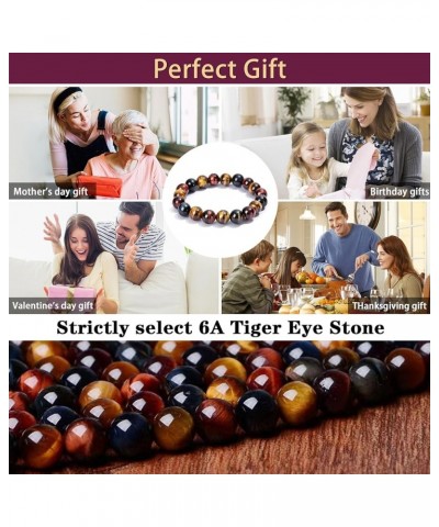 10mm/12mm Natural Gemstone Tiger Eye Stone Bracelet Healing Stretch Yoga Beaded Bracelet Suitable Gift for Men Women 6A Tiger...