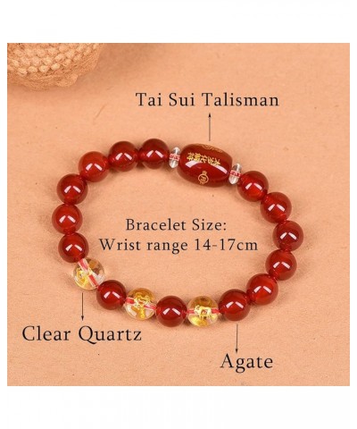 Feng Shui Bracelet Red Agate Bracelet Tai Sui Talisman Crystal Beaded Bracelet Natural Gemstone Bracelet for Women Men Chakra...