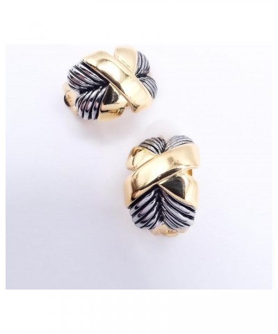 GORGEOUS 20kt Gold Plated Double Row Antique Cable CLIP ON Semi Hoop Earrings $14.00 Earrings