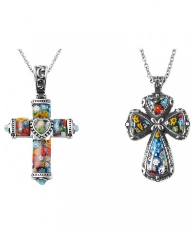 Shop LC Stainless Steel Glass Cross Pendant Necklace for Women Fashion Delicate Jewelry Gifts Size 20" Unique Gifts for Women...