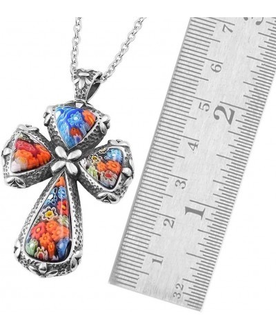 Shop LC Stainless Steel Glass Cross Pendant Necklace for Women Fashion Delicate Jewelry Gifts Size 20" Unique Gifts for Women...