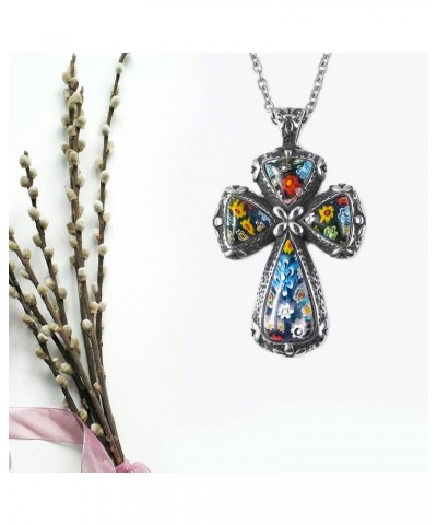 Shop LC Stainless Steel Glass Cross Pendant Necklace for Women Fashion Delicate Jewelry Gifts Size 20" Unique Gifts for Women...