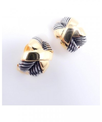 GORGEOUS 20kt Gold Plated Double Row Antique Cable CLIP ON Semi Hoop Earrings $14.00 Earrings