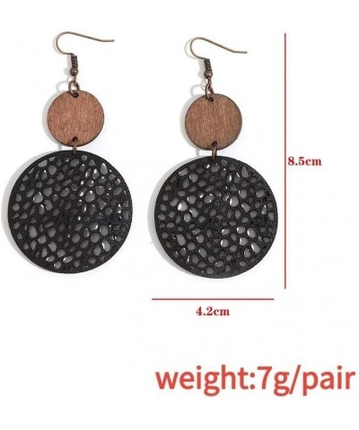 Wooden Round Geometric Earrings Vintage Hollow Out Circle Earrings Bohemia Lightweight Statement Jewelry Suitable For Women A...