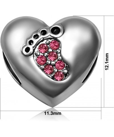 Love Baby Feet Heart Mom Mommy Birthday Birthstone Jan-December Womens Beads Charms for Bracelets Mother Wife Sister Grandma ...